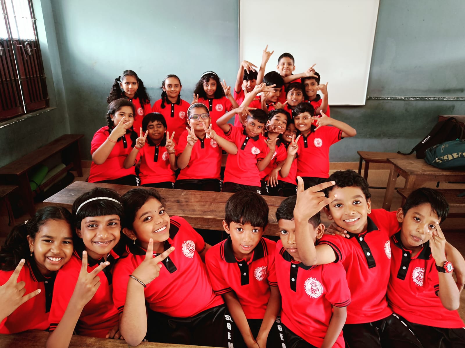 Primary school students learning